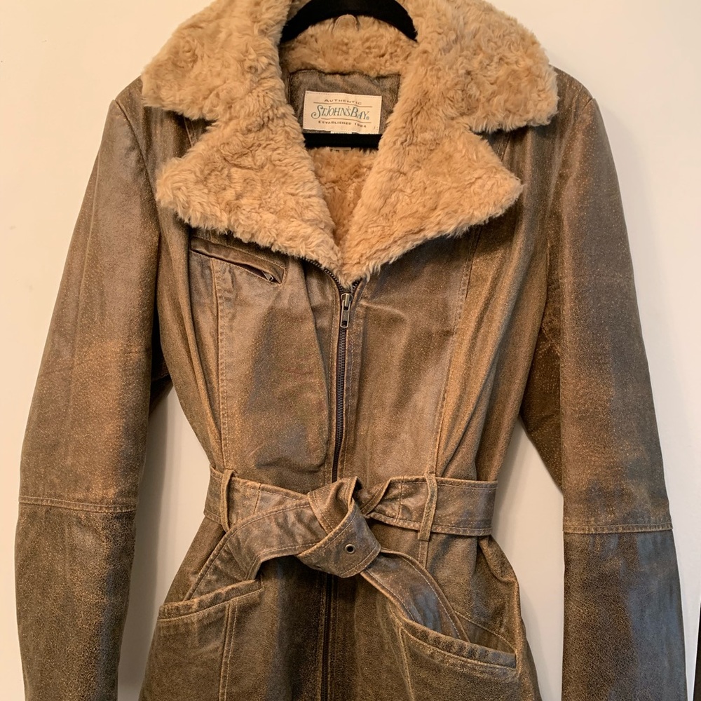 Ladies St John’s Bay Leather Overcoat